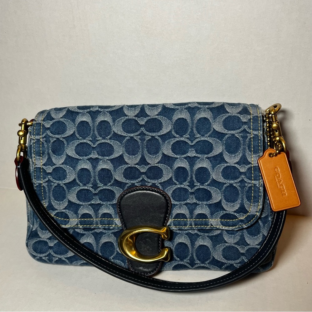 COACH Soft Denim Tabby Signature Shoulder/Crossbody Bag Gold Hardware